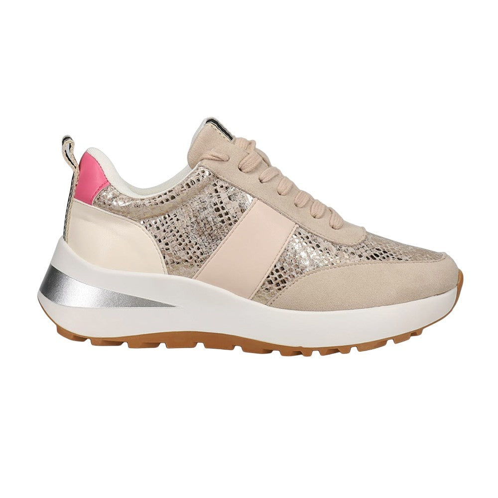 Serafina Metallic Snake Lace Up Sneakers