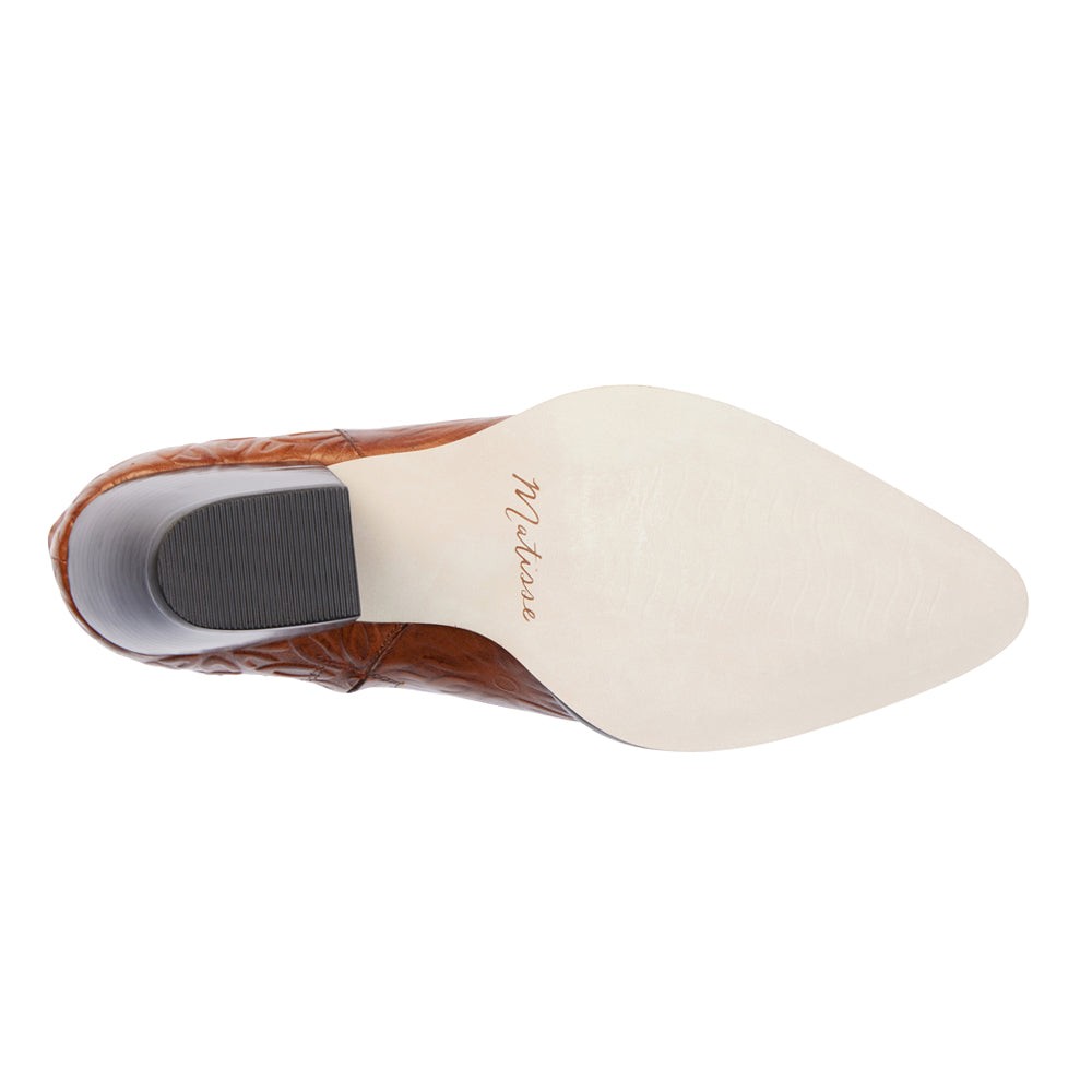 Caty Embossed Pointed Toe Cowboy Booties