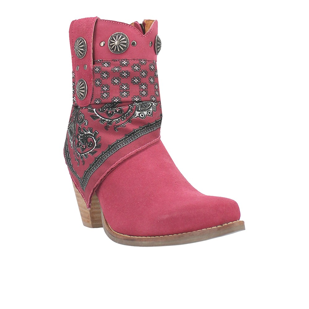Bandida Paisley Studded Round Toe Zippered Cowboy Booties