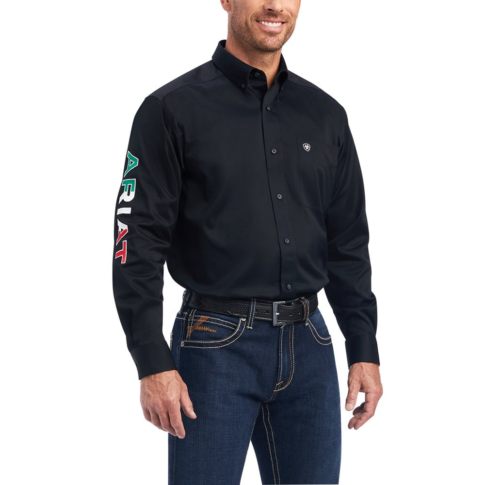 Mexico Team Logo Twill Collared Short Sleeve Button Up Shirt