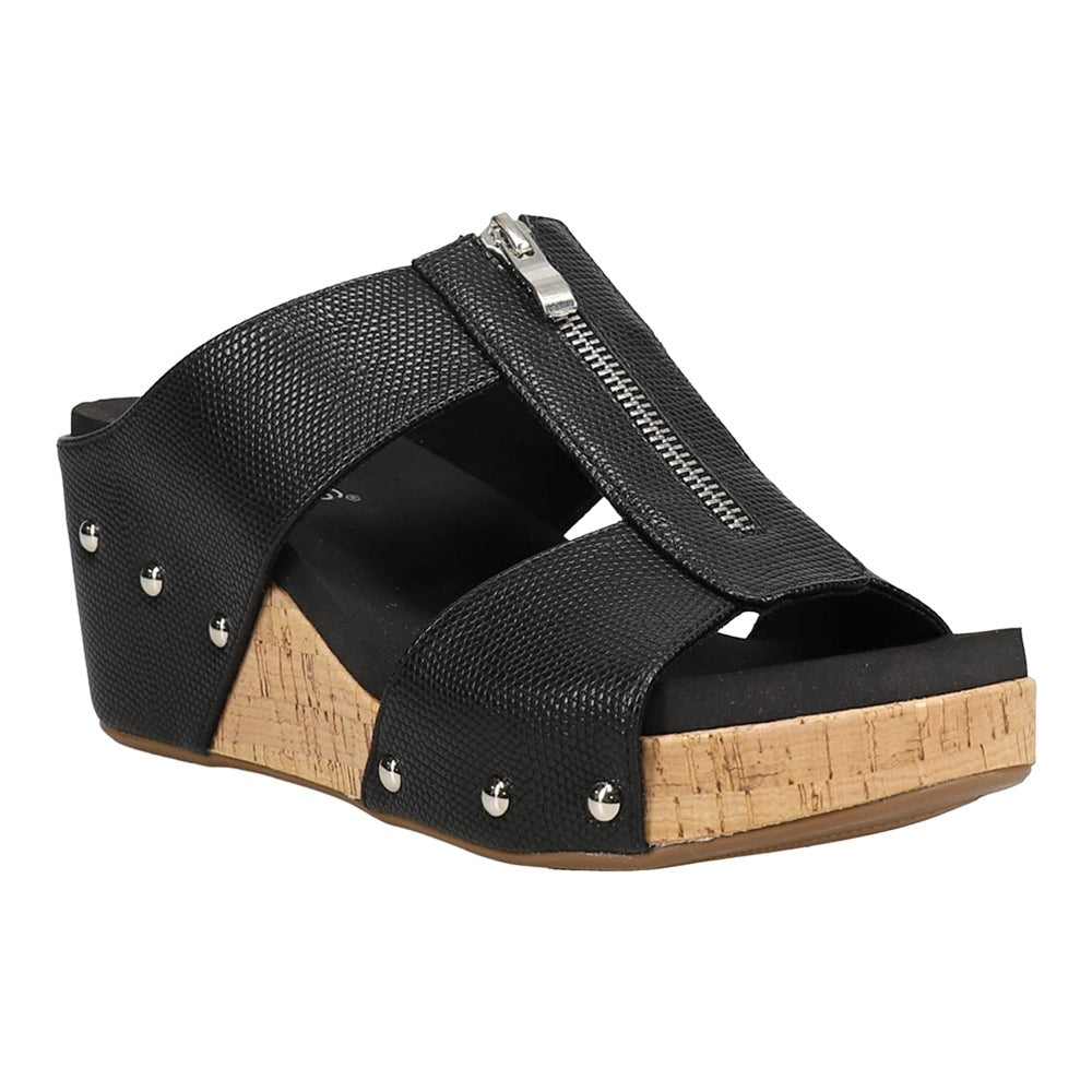 Taboo Studded Embossed Wedge Sandals