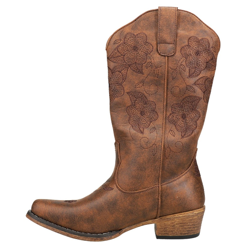 Riley Flowers Floral Embroidered Snip Toe Cowboy Boots