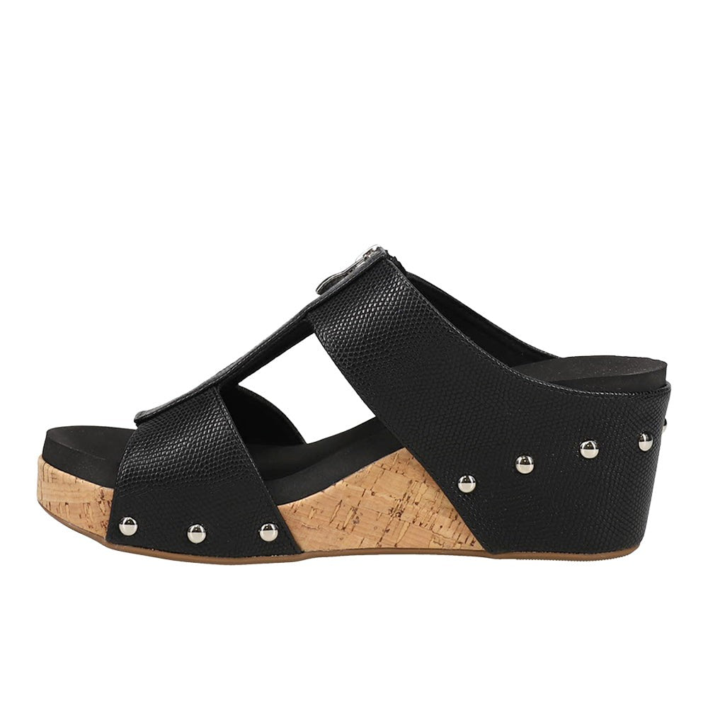 Taboo Studded Embossed Wedge Sandals
