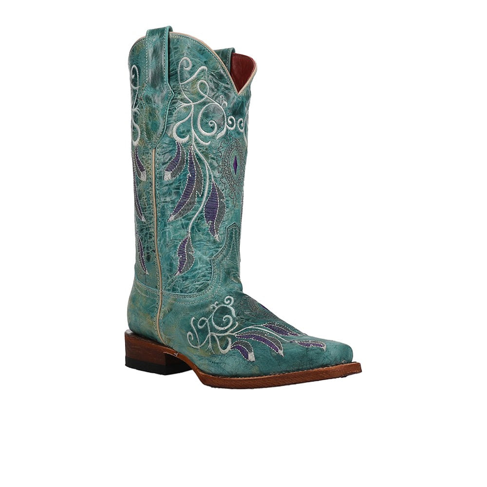 Dreamer Embroidered Narrow Square Toe Pull On Cowboy Boots