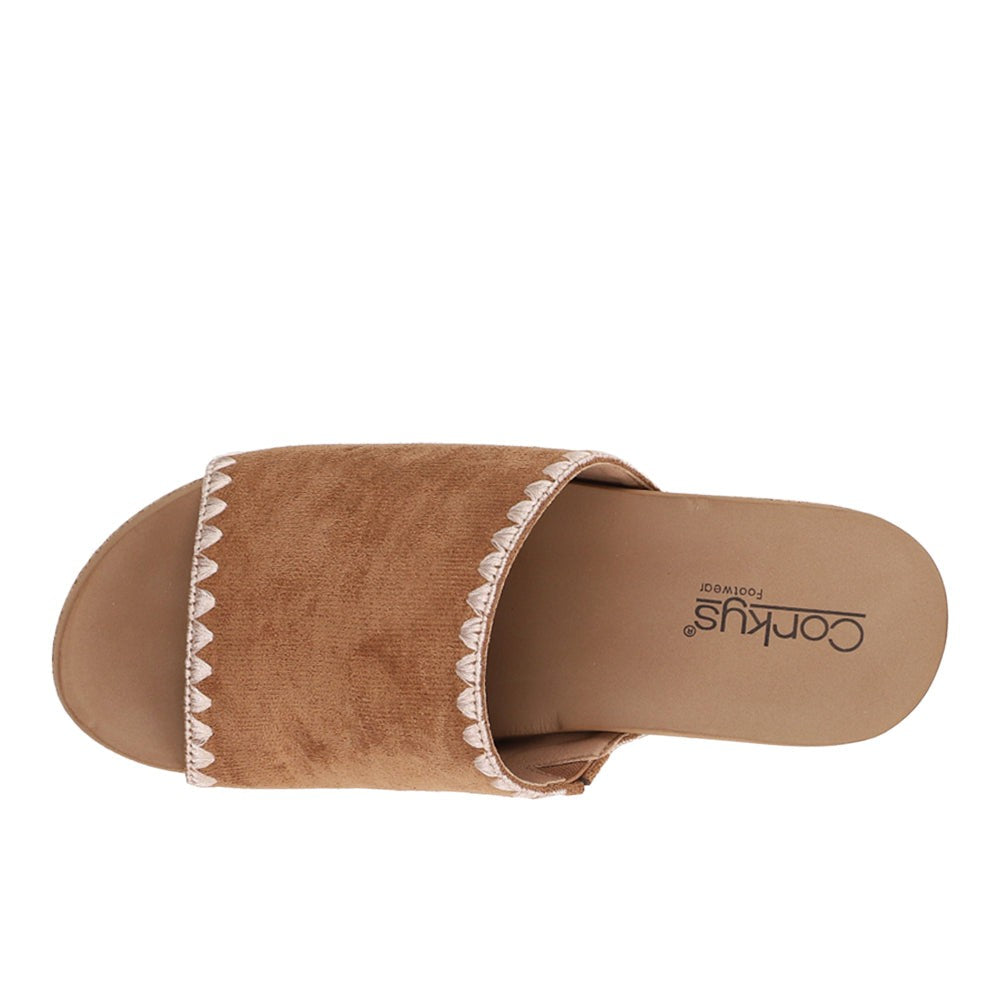 Stitch N Slide Studded Embroidered Wedge Sandals
