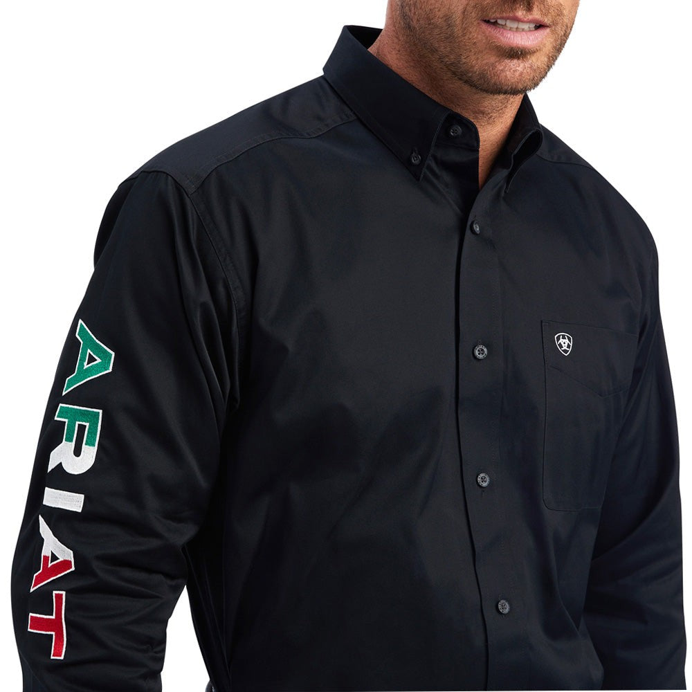 Mexico Team Logo Twill Collared Short Sleeve Button Up Shirt