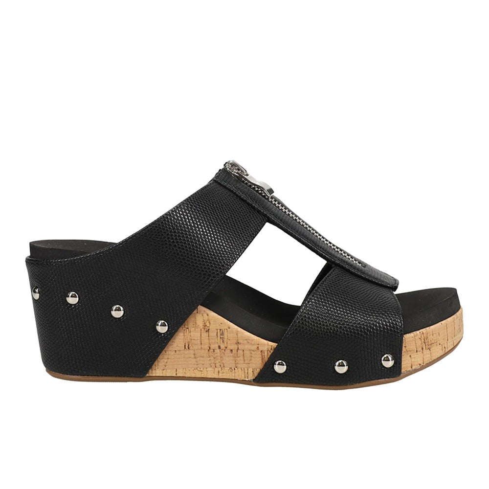 Taboo Studded Embossed Wedge Sandals