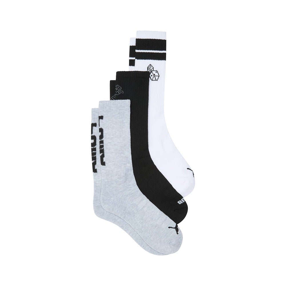 Half Terry 3 Pair Crew Length Socks