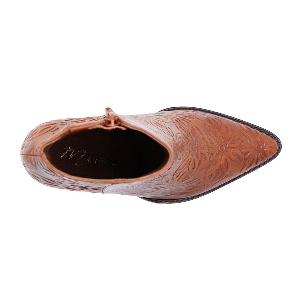 Caty Embossed Pointed Toe Cowboy Booties