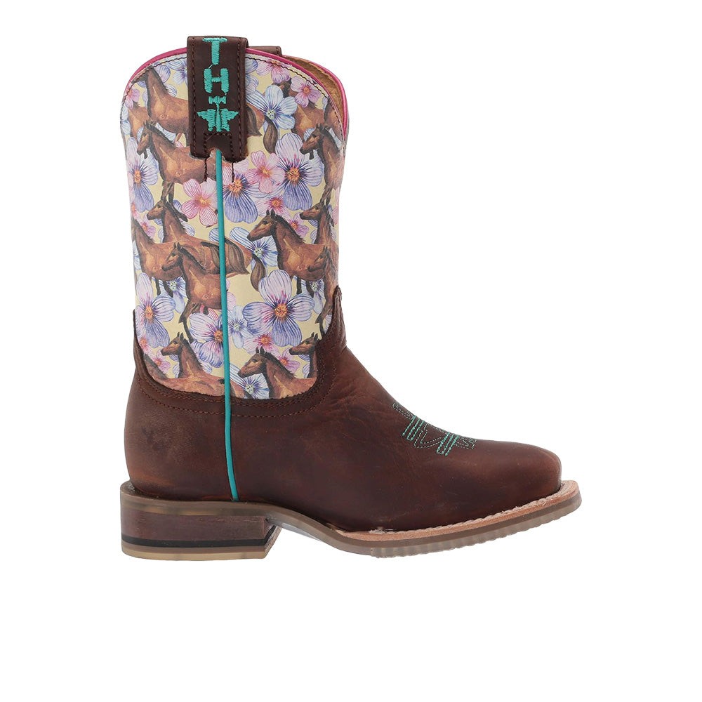Chestnut and Daisy Square Toe Cowboy Boots (Toddler-Big Kid)