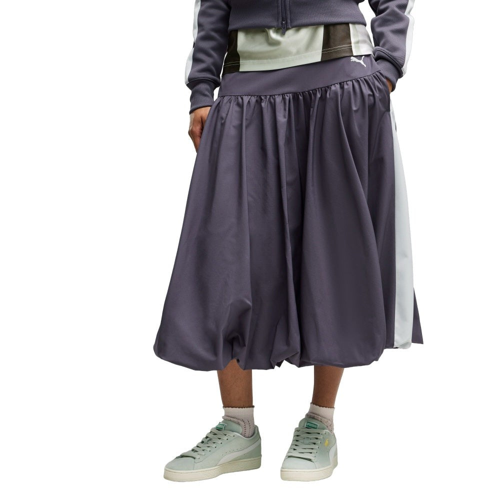 T7 Balloon Woven Midi Skirt