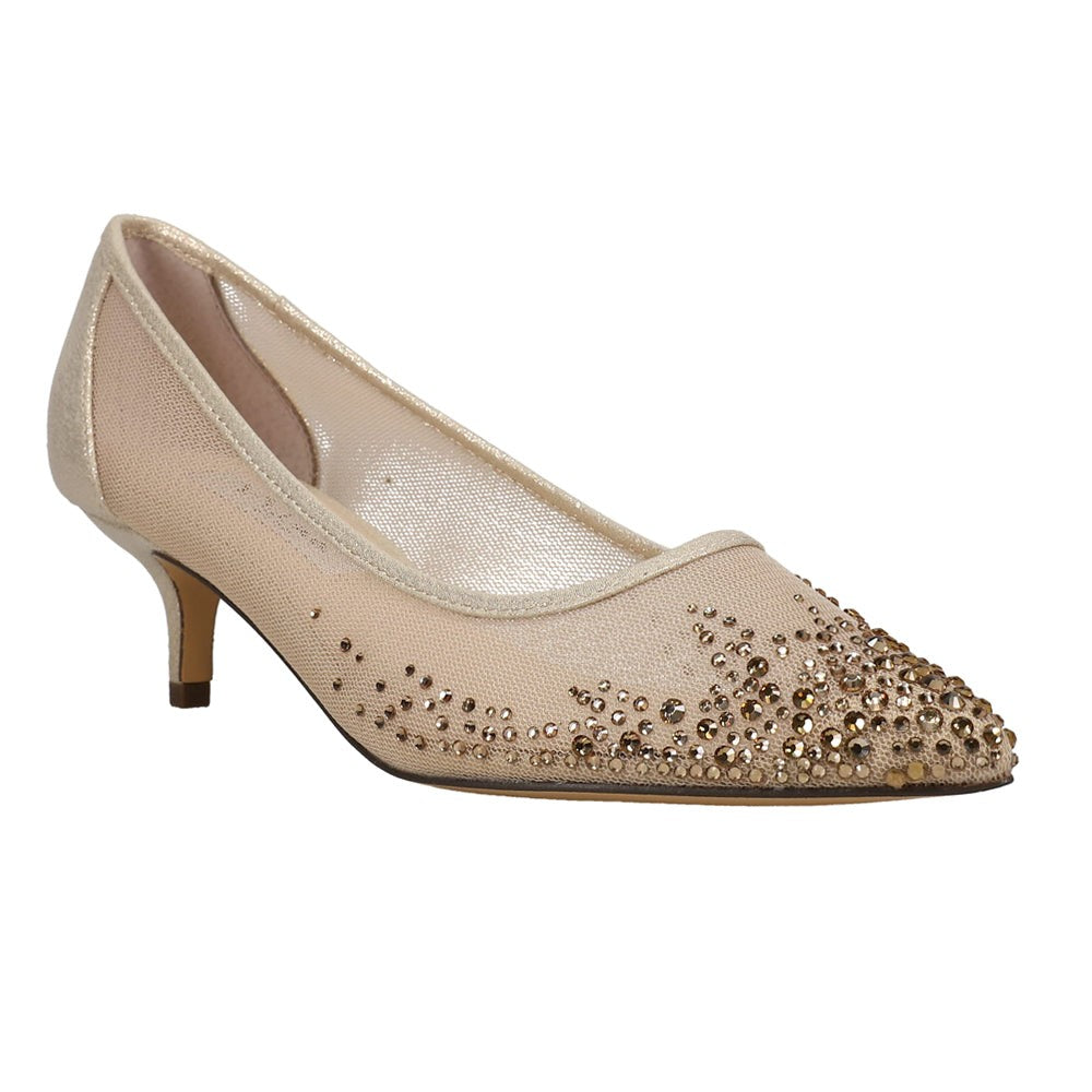 Sofie Metallic Pointed Toe Kitten Heel Pumps