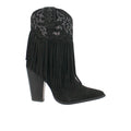 Crazy Train Fringe Embroidered Pointed Toe Zippered Cowboy Booties