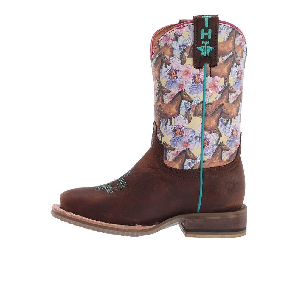 Chestnut and Daisy Square Toe Cowboy Boots (Toddler-Big Kid)