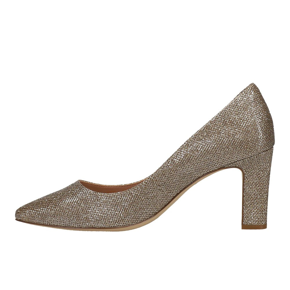 Mylah Glitter Round Toe Block Heel Pumps