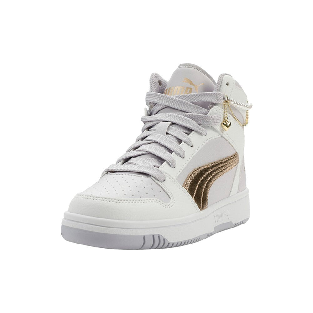 Rebound LayUp Bling Heart Mid Top Sneakers (Youth)