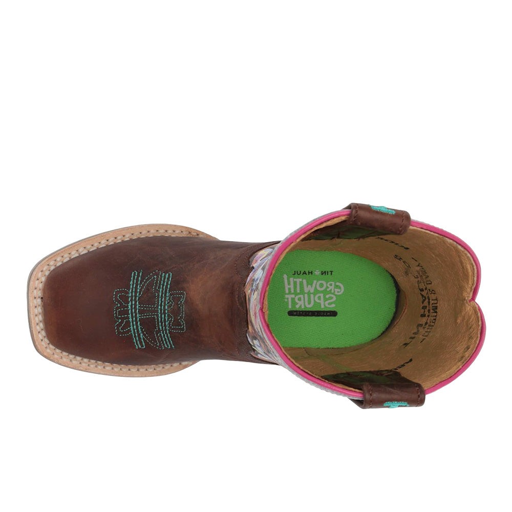 Chestnut and Daisy Square Toe Cowboy Boots (Toddler-Big Kid)