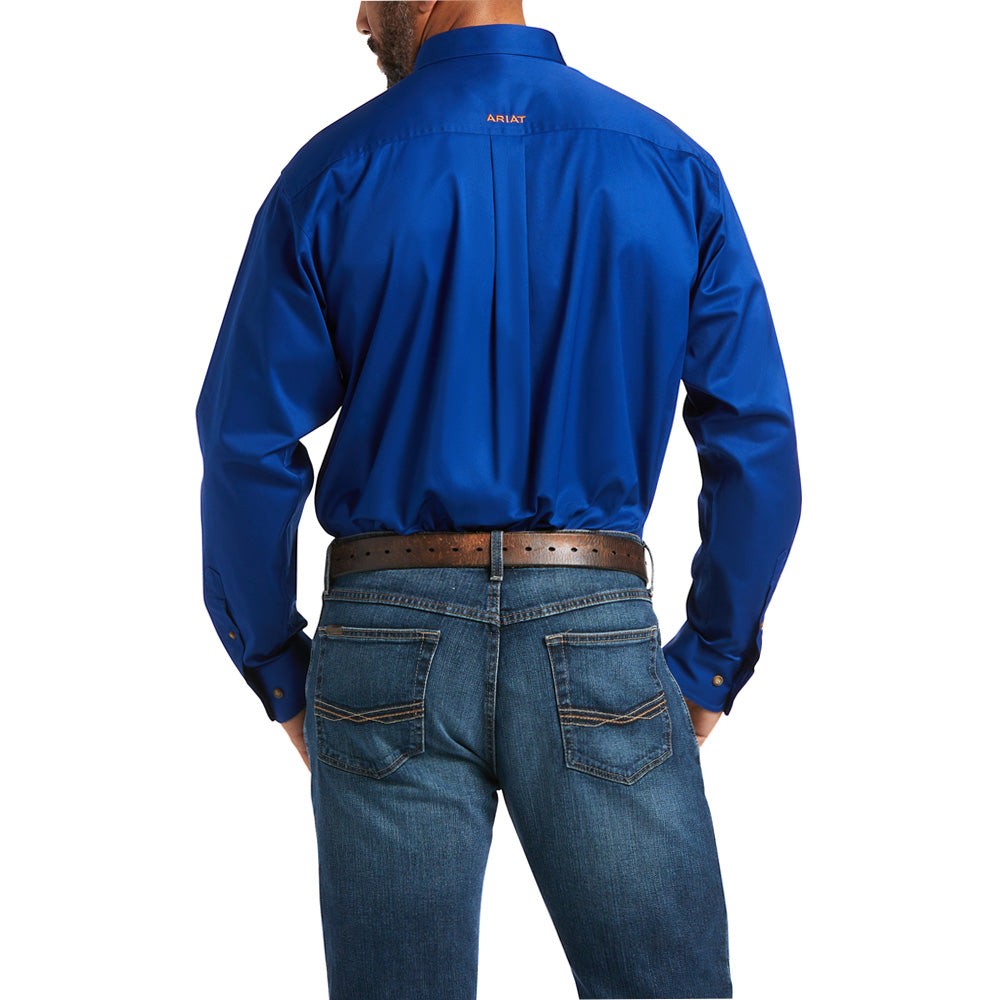 Solid Twill Collared Long Sleeve Button Up Shirt