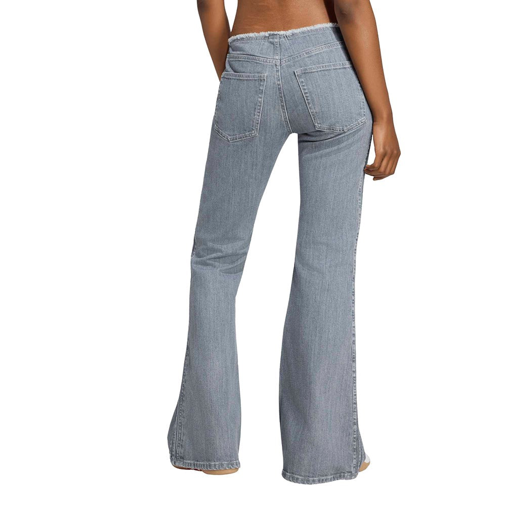Low Rise Flared Leg Denim Pants
