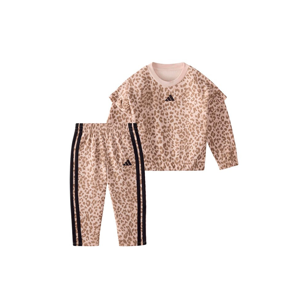 2-Piece Long Sleeve Printed Flutter Sleeve Pullover & Barrel Leg Pant Set (Youth)