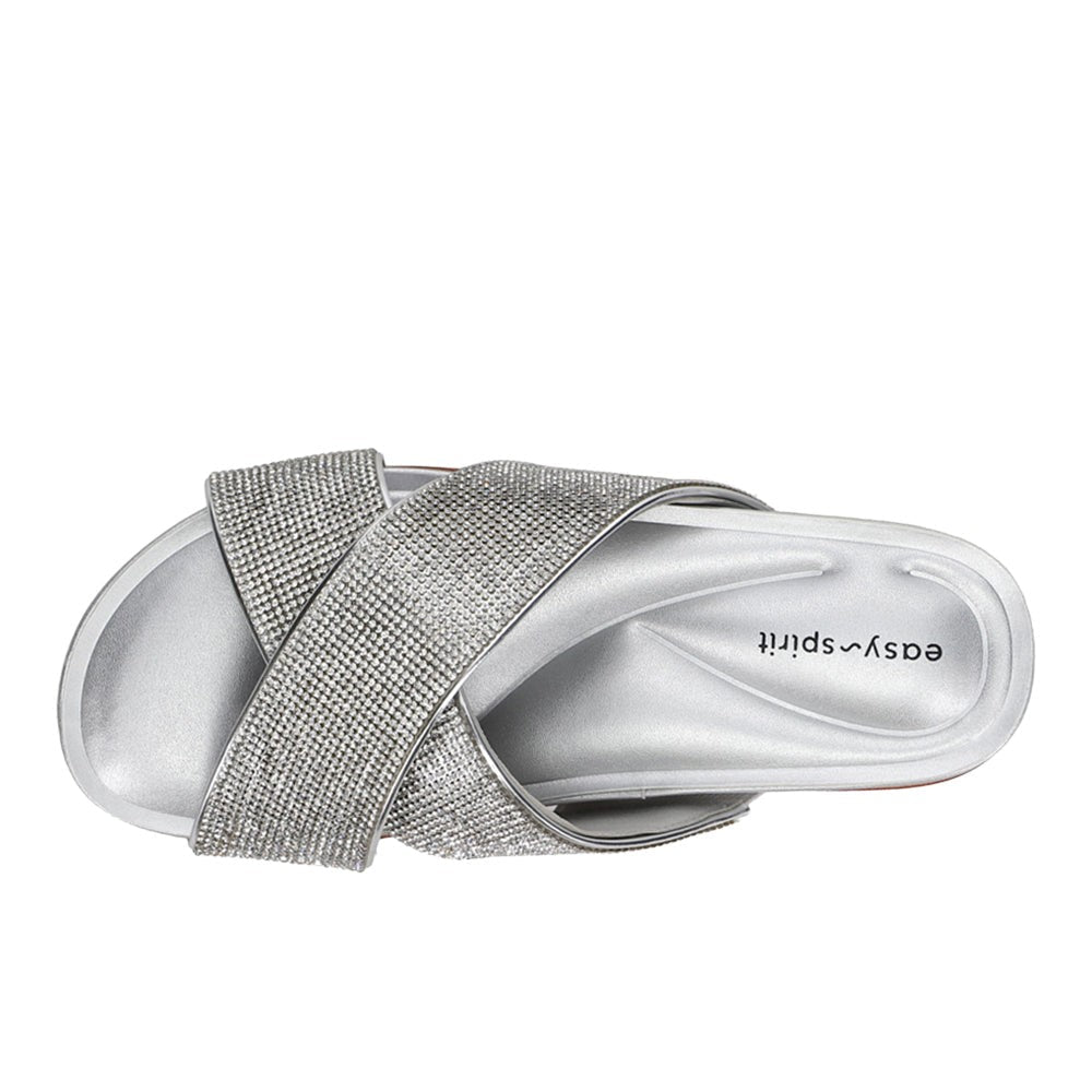 Judy Rhinestone Metallic Slide Sandals