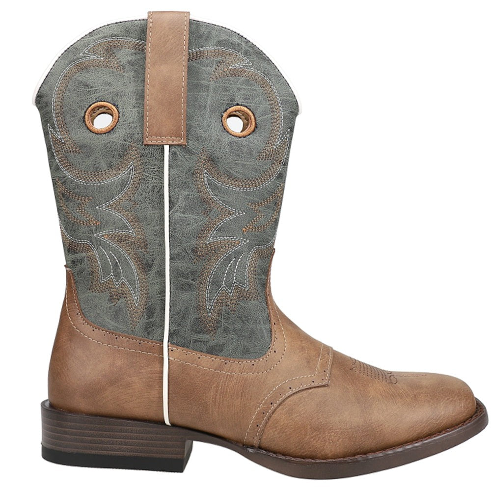 Daniel Embroidered Square Toe Pull On Cowboy Boots