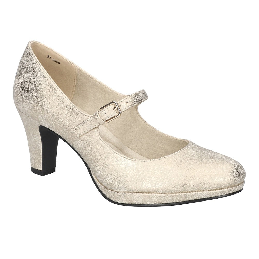 Zest Metallic Mary Jane Round Toe Platform Pumps
