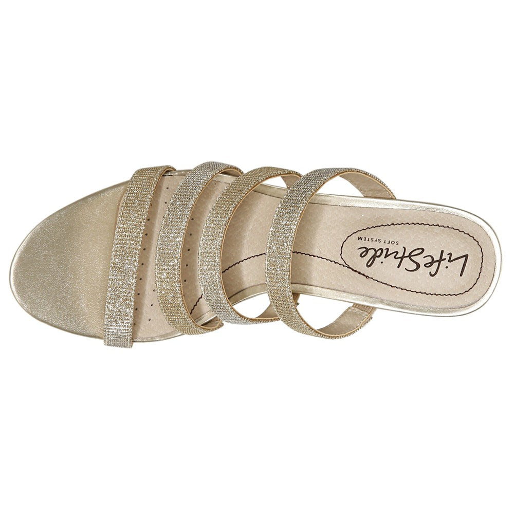 Marquee Metallic Strappy Slide Sandals