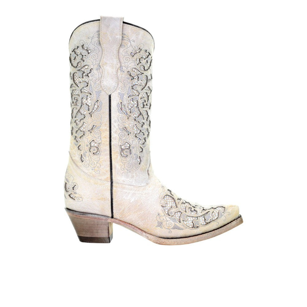 Glitter Tooled-Inlay Snip Toe Cowboy Boots (Little Kid - Big Kid)
