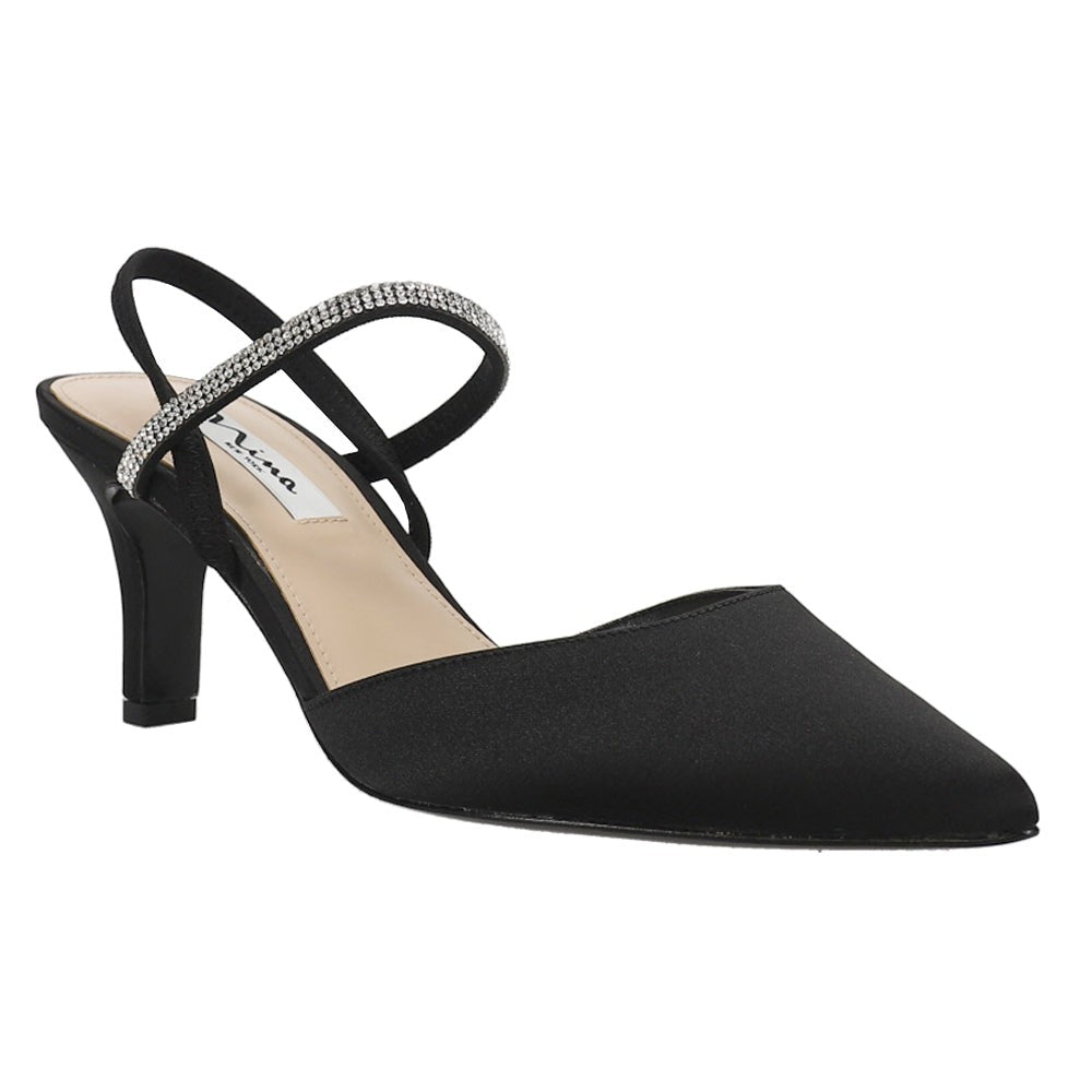 Billie Rhinestone Pointed Toe Sling Back Pumps