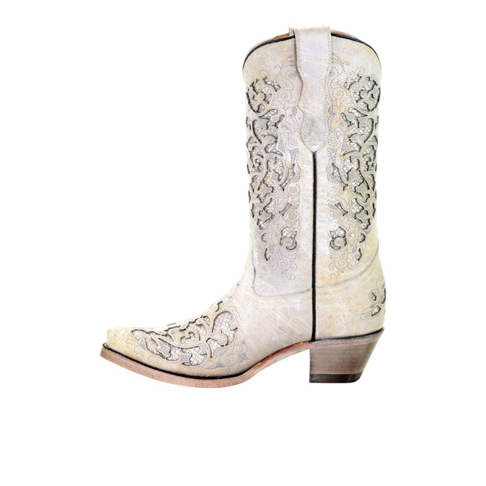 Glitter Tooled-Inlay Snip Toe Cowboy Boots (Little Kid - Big Kid)