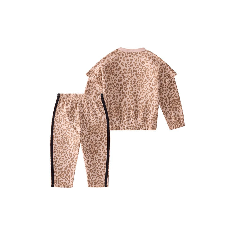 2-Piece Long Sleeve Printed Flutter Sleeve Pullover & Barrel Leg Pant Set (Youth)