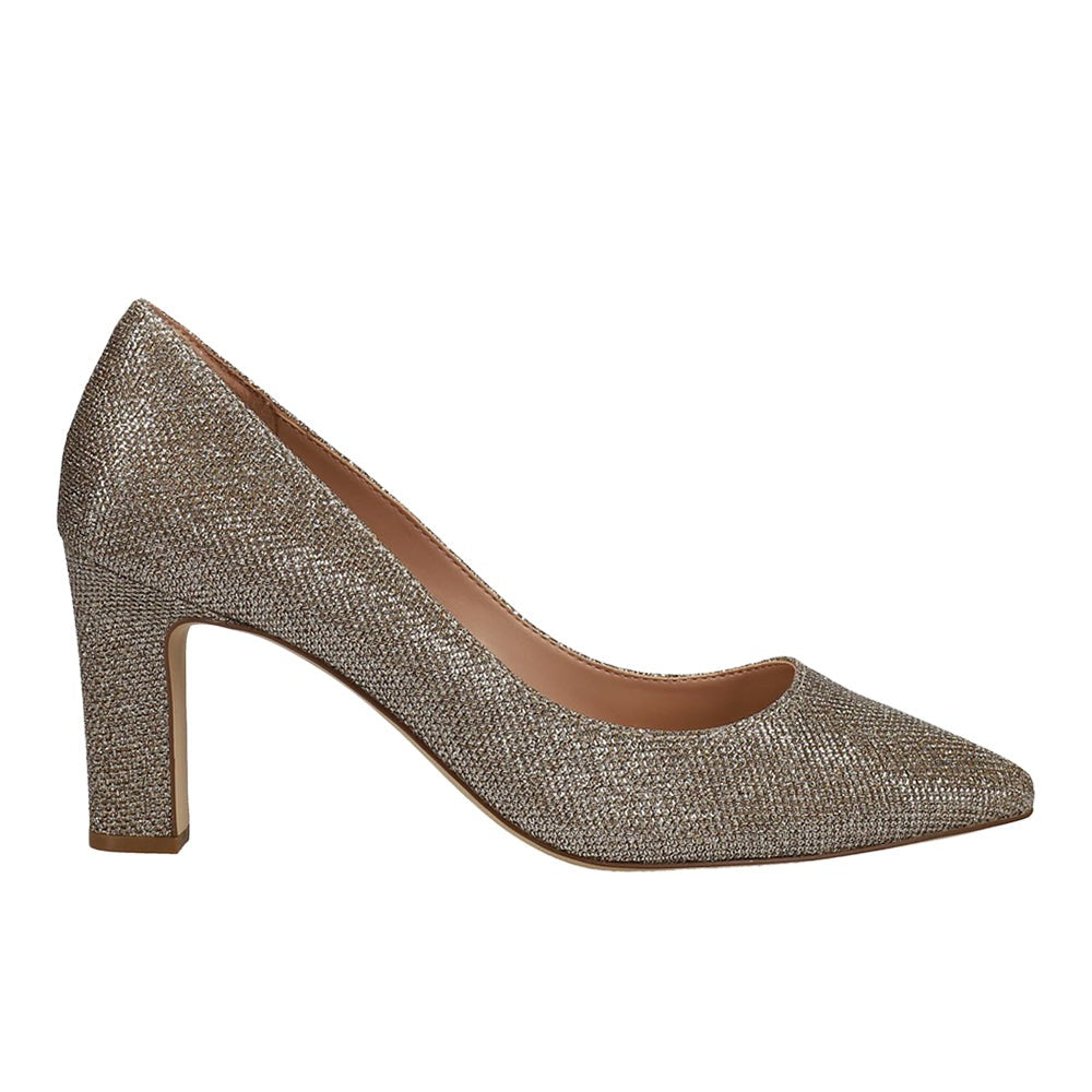 Mylah Glitter Round Toe Block Heel Pumps