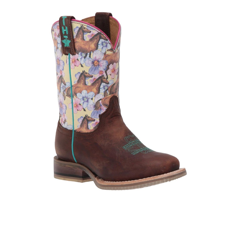 Chestnut and Daisy Square Toe Cowboy Boots (Toddler-Big Kid)