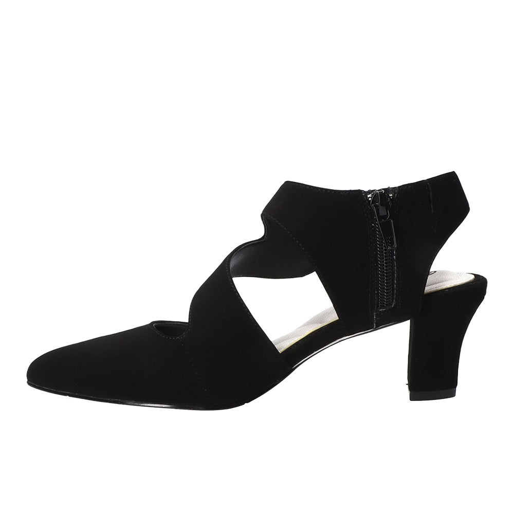 Venue Asymmetrical Round Toe Block Heel Pumps